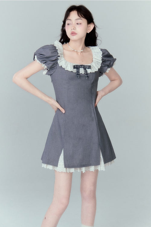 Lace Bowknot One-piece Dress