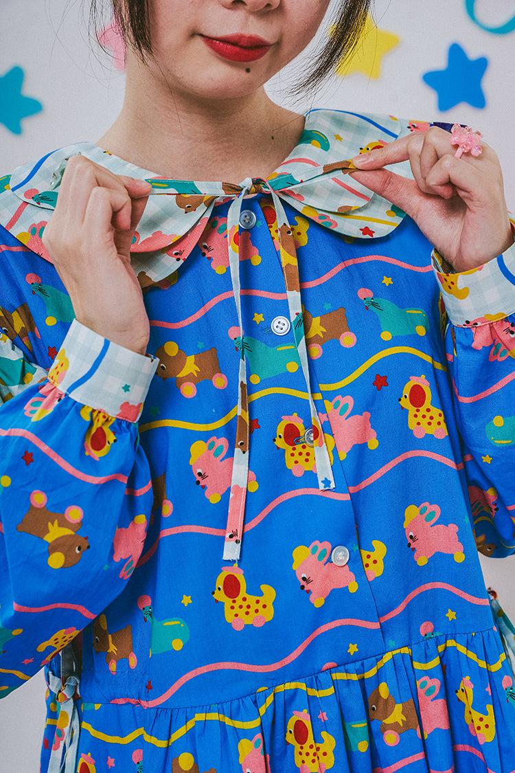 Blue Animal Print Lolita Long Dress