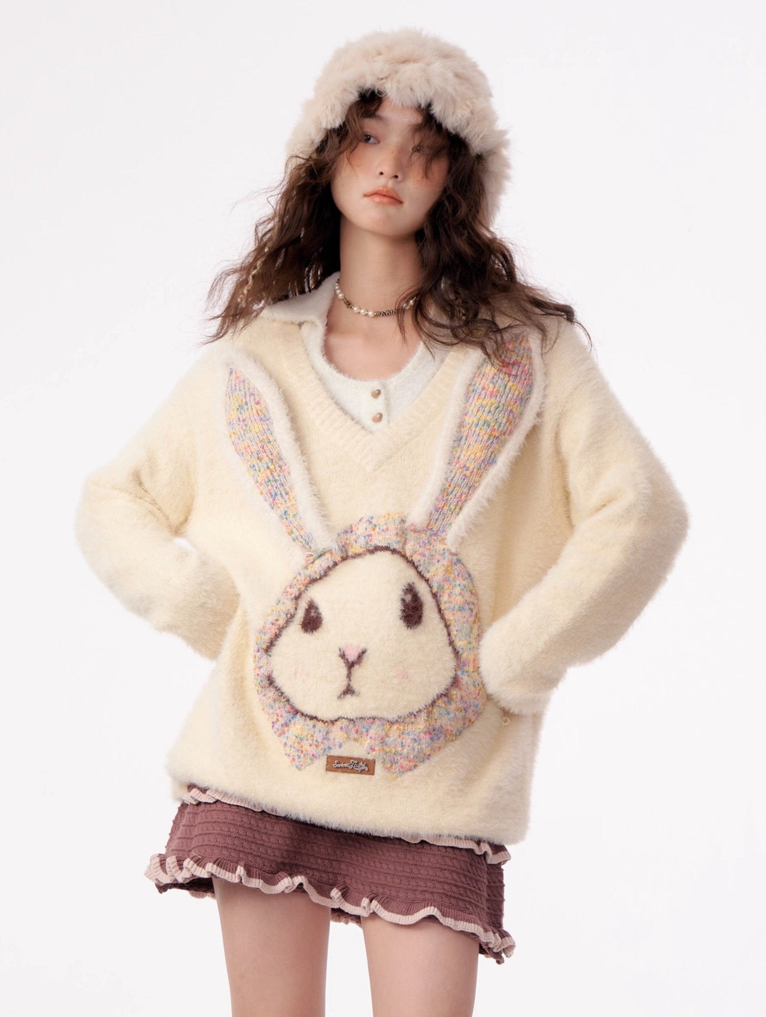 Fluffy Rabbit Cream Sweater