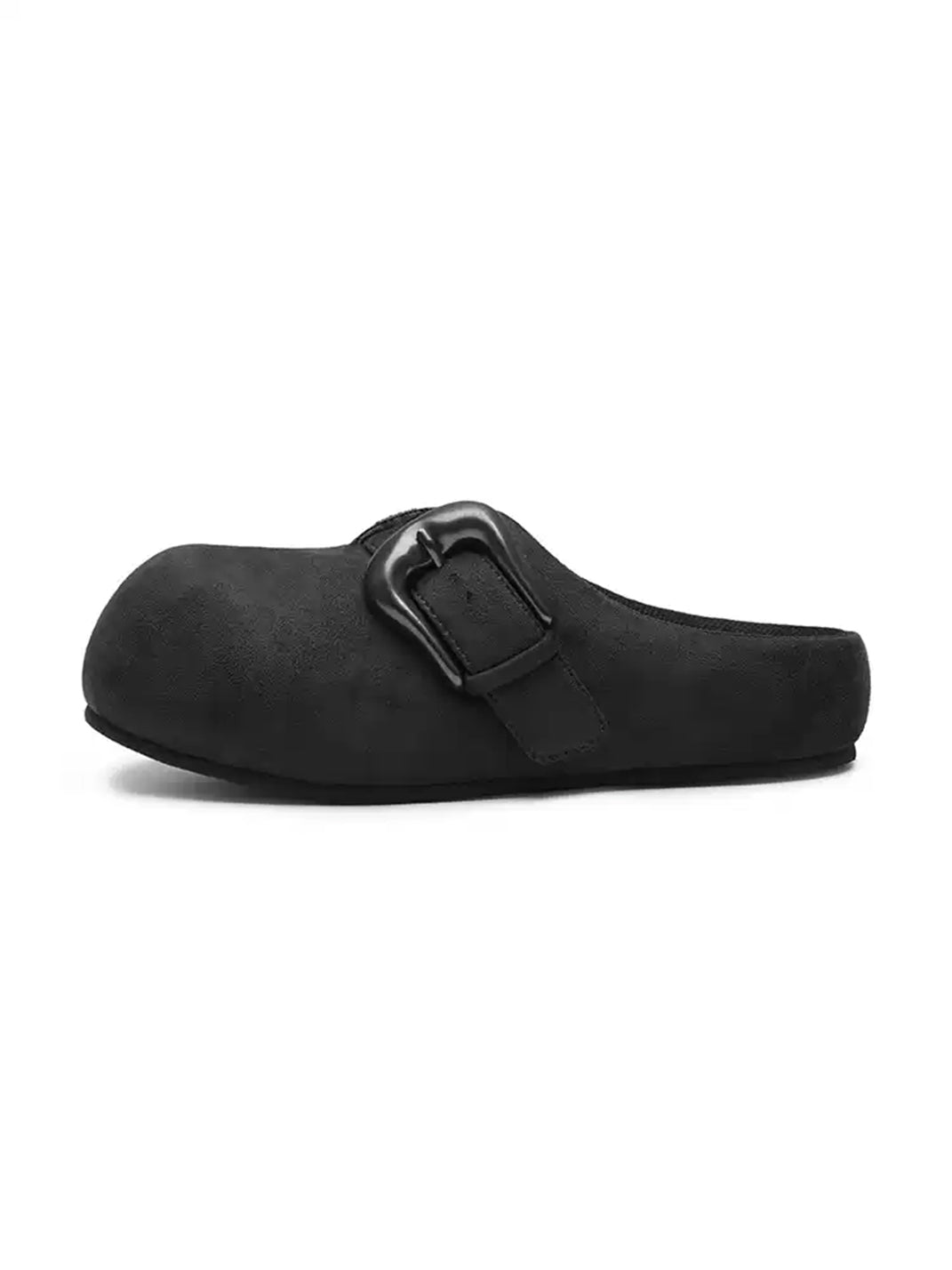 Rounded-Toe Buckle-Accent Slip-On Mules - view 1