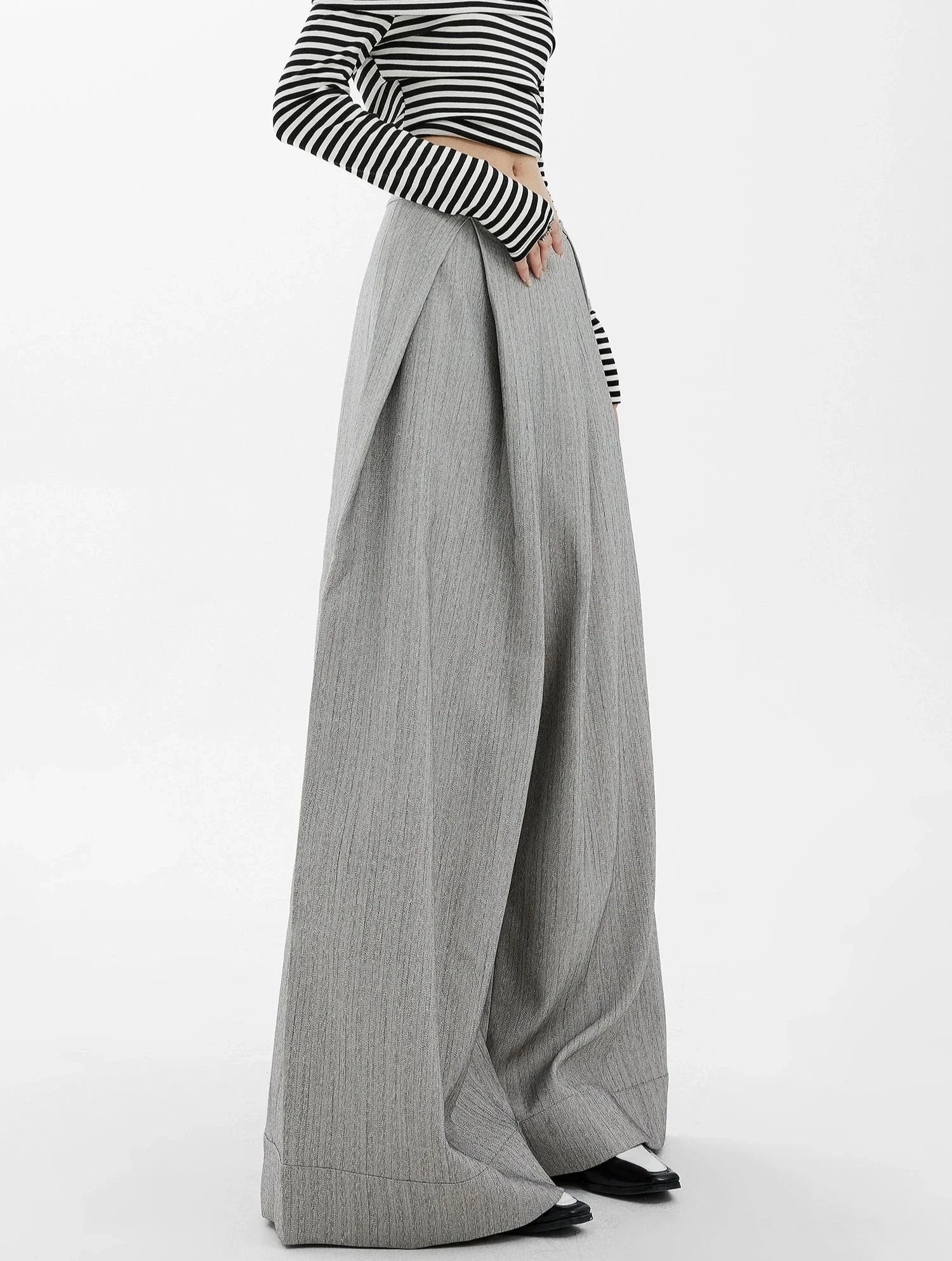 High-Waisted Grey Wide Leg Palazzo Pants