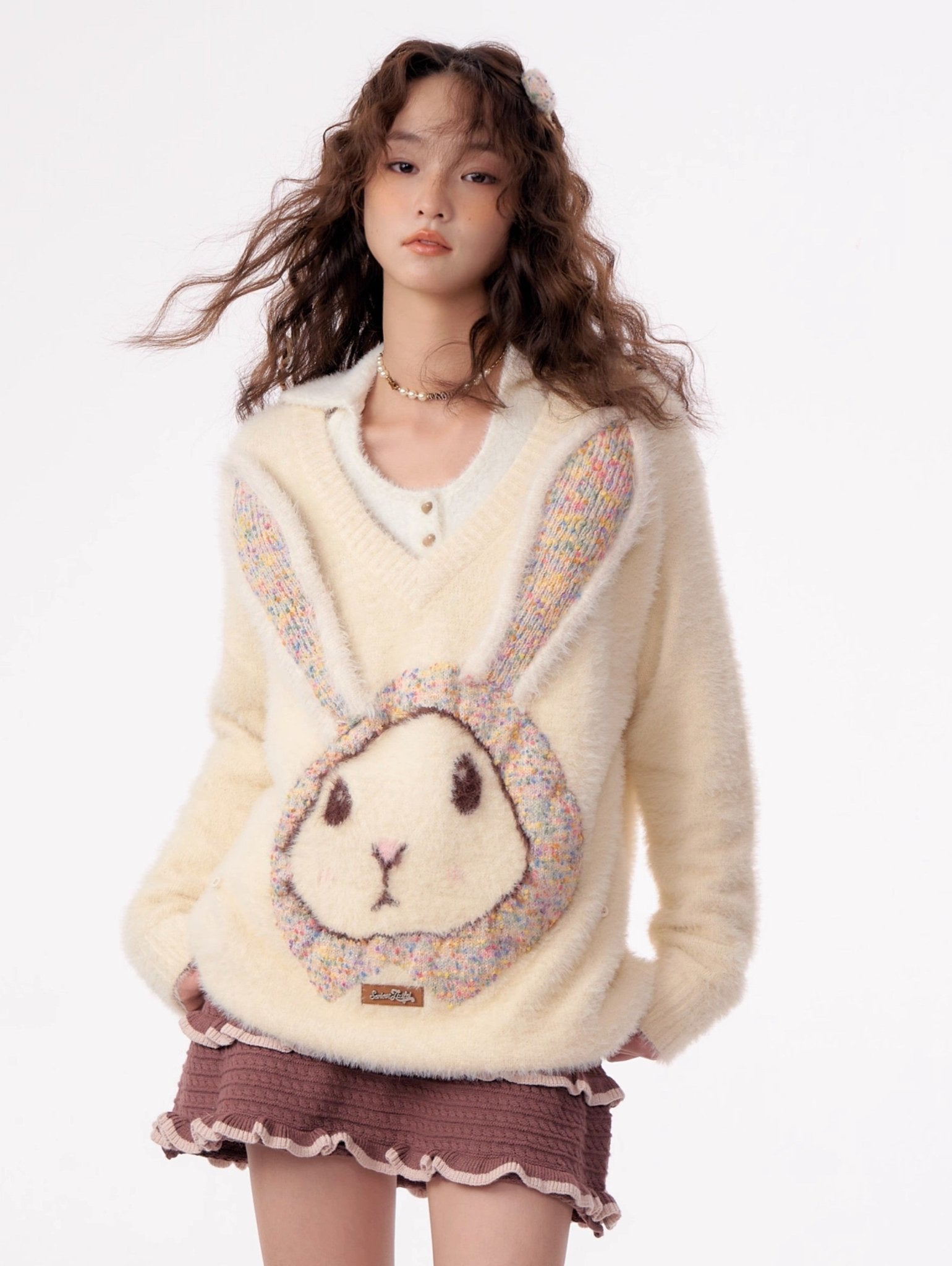 Fluffy Rabbit Cream Sweater