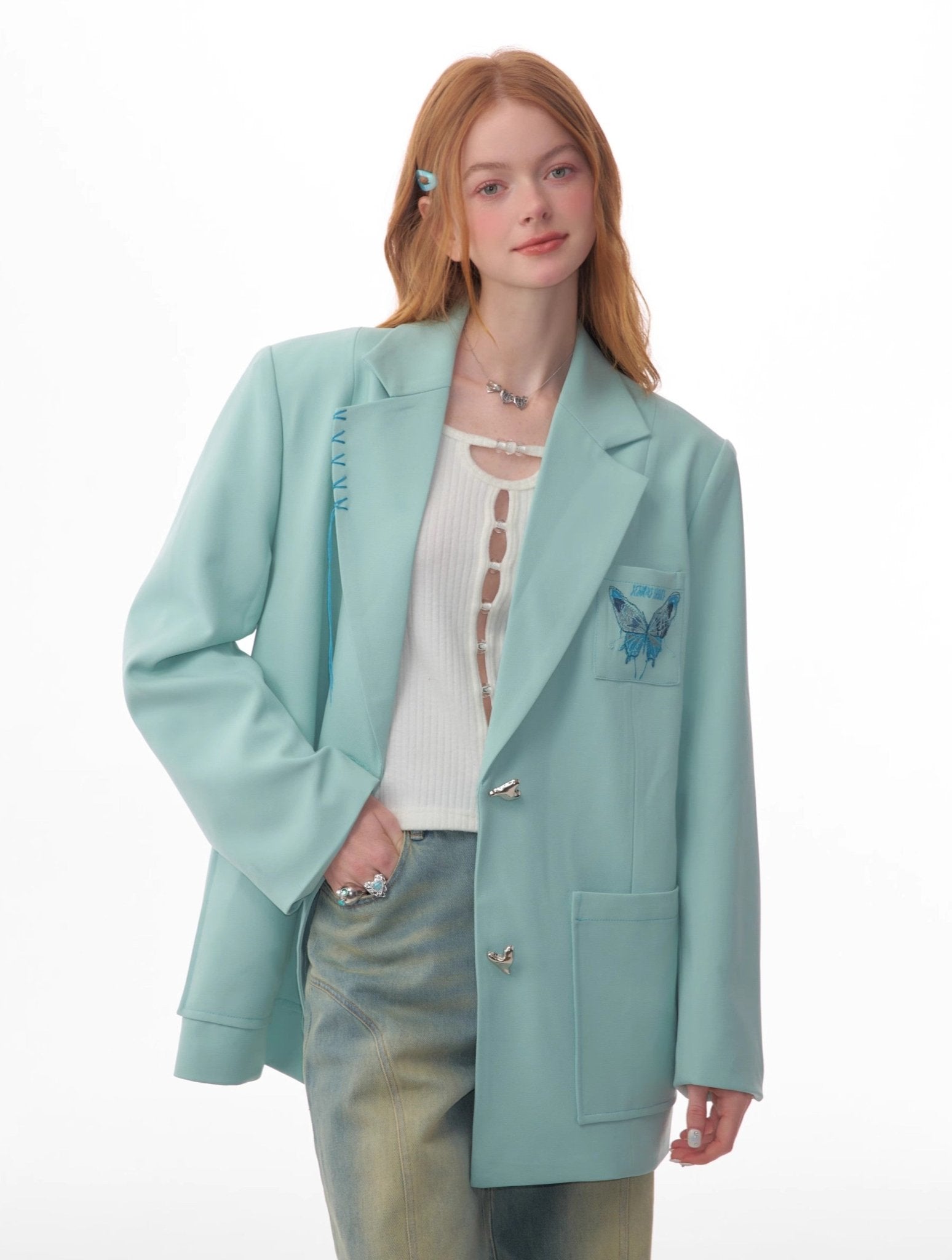 Butterfly Embroidered Blazer