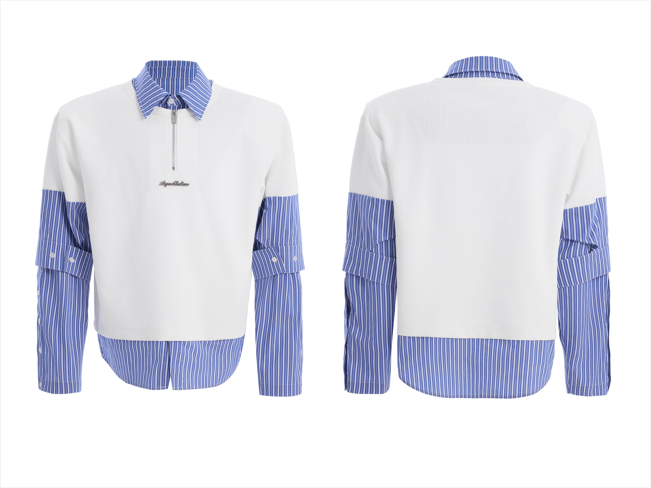 Striped Sleeve Quarter Zip Sweater