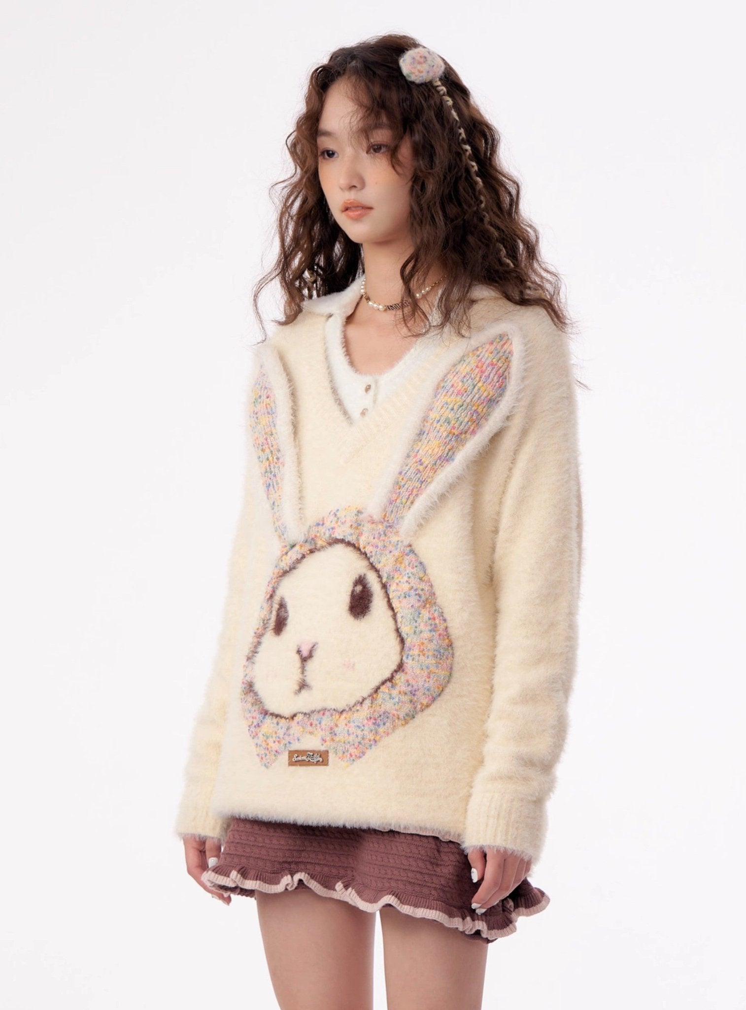 Fluffy Rabbit Cream Sweater