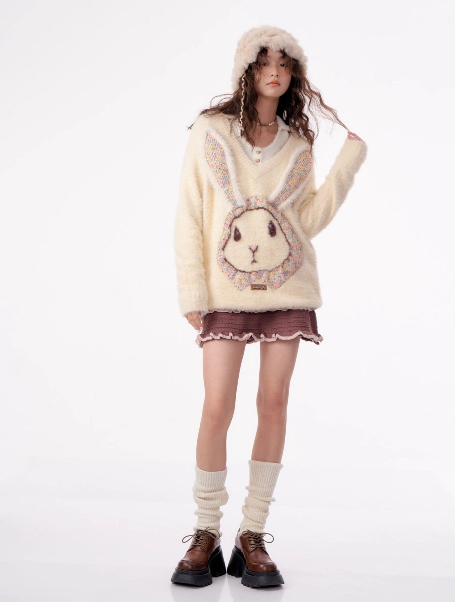 Fluffy Rabbit Cream Sweater