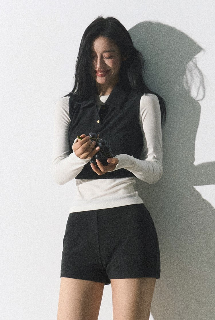 Minimalist Cropped Cardigan/Vest/Short