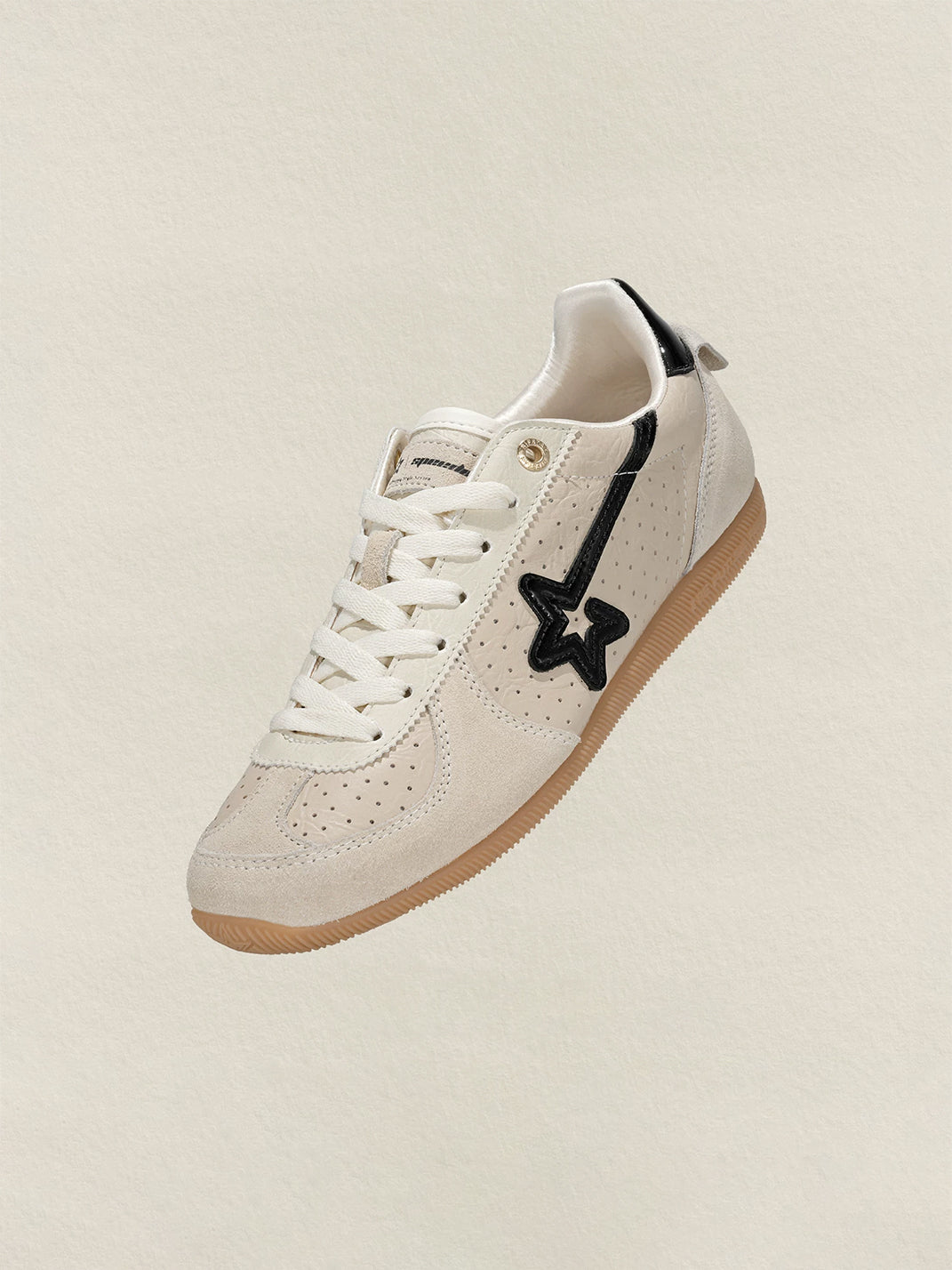 Cream Star-Panel Suede Low-Top Gumsole Sneakers - view 7