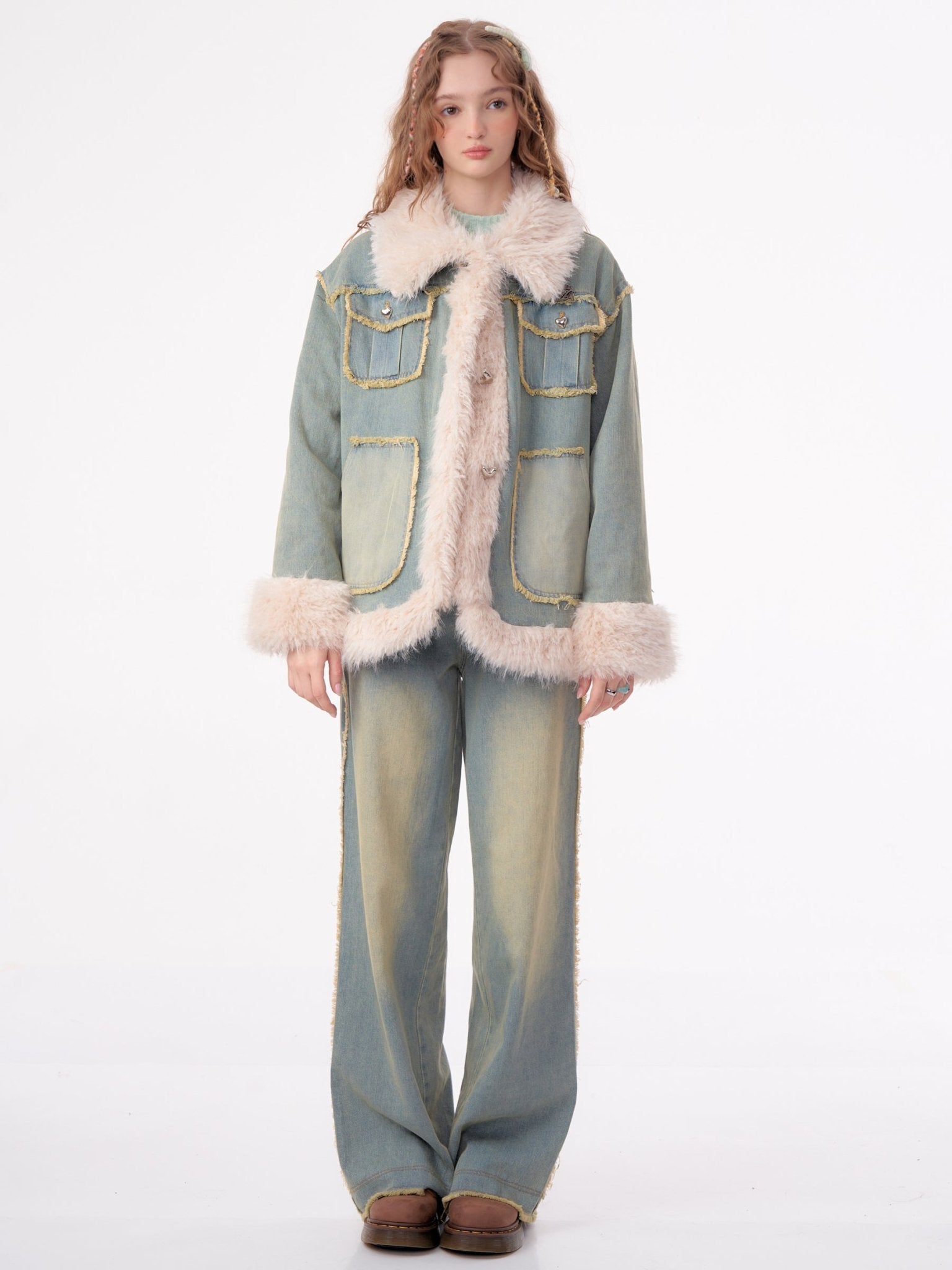 Fur Trim Denim Jacket