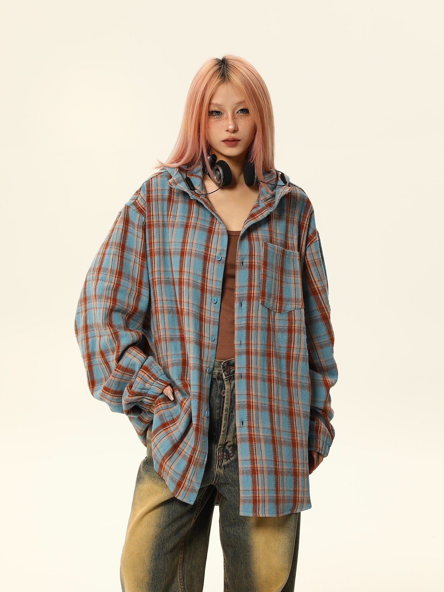 Oversized Plaid Flannel Maillard Shirt