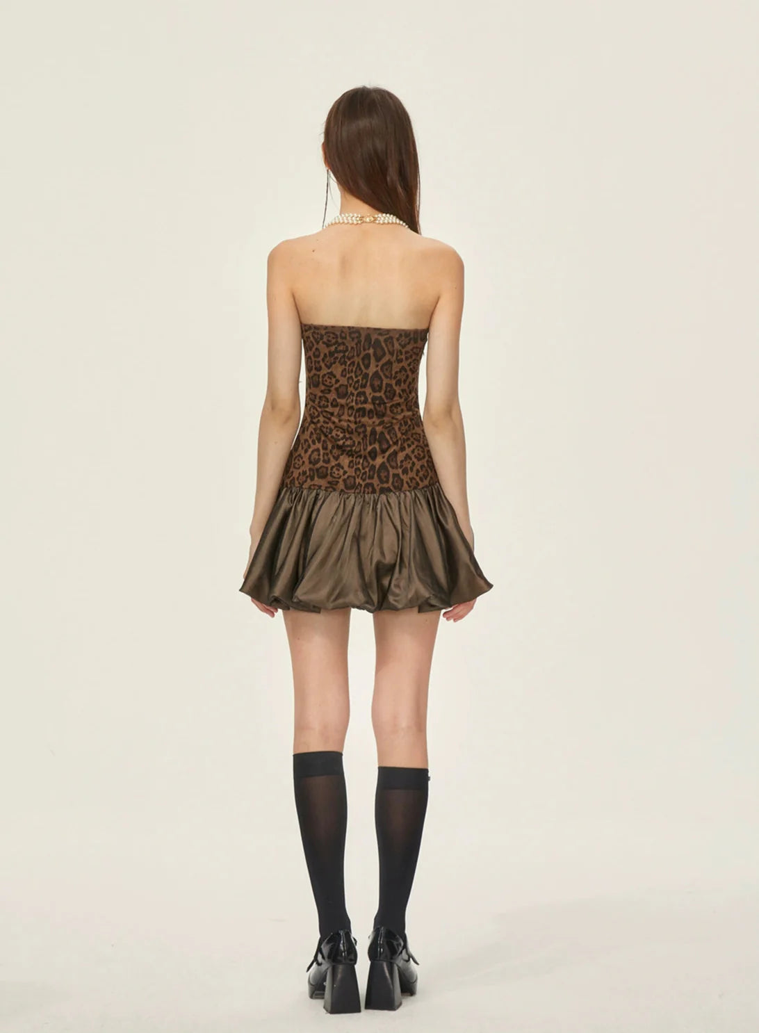 Leopard Print Strapless Mini Dress