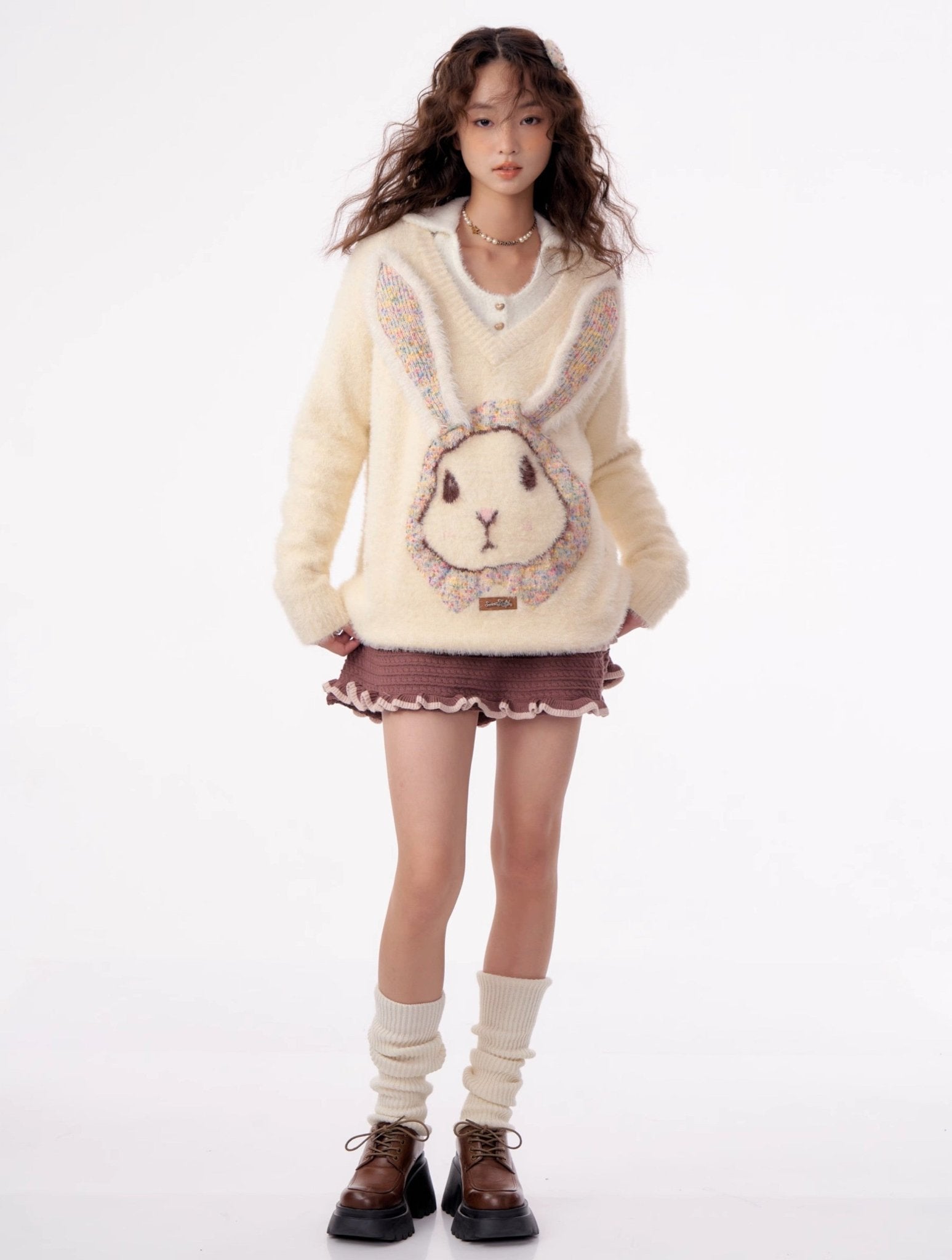 Fluffy Rabbit Cream Sweater