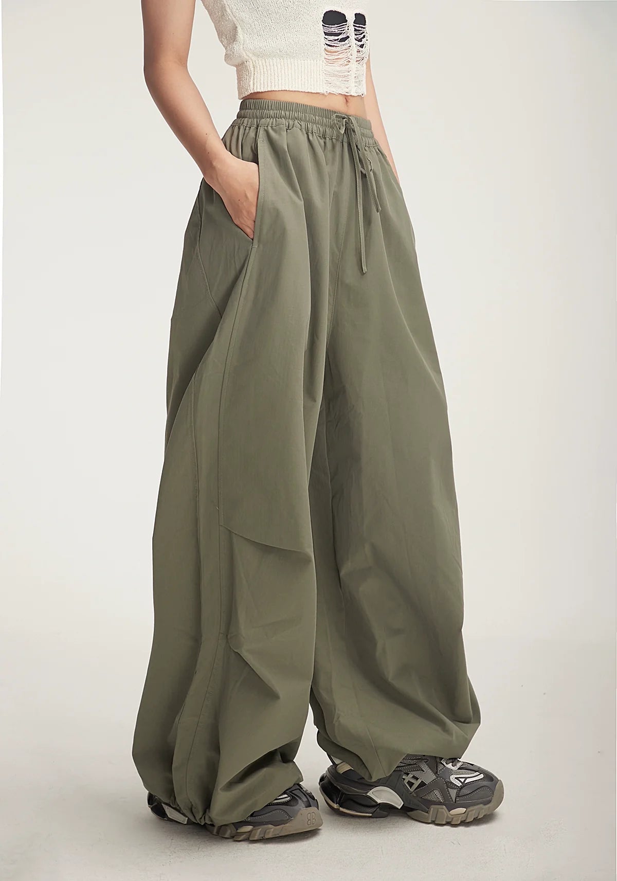 Balloon Drawstring Palazzo Pants