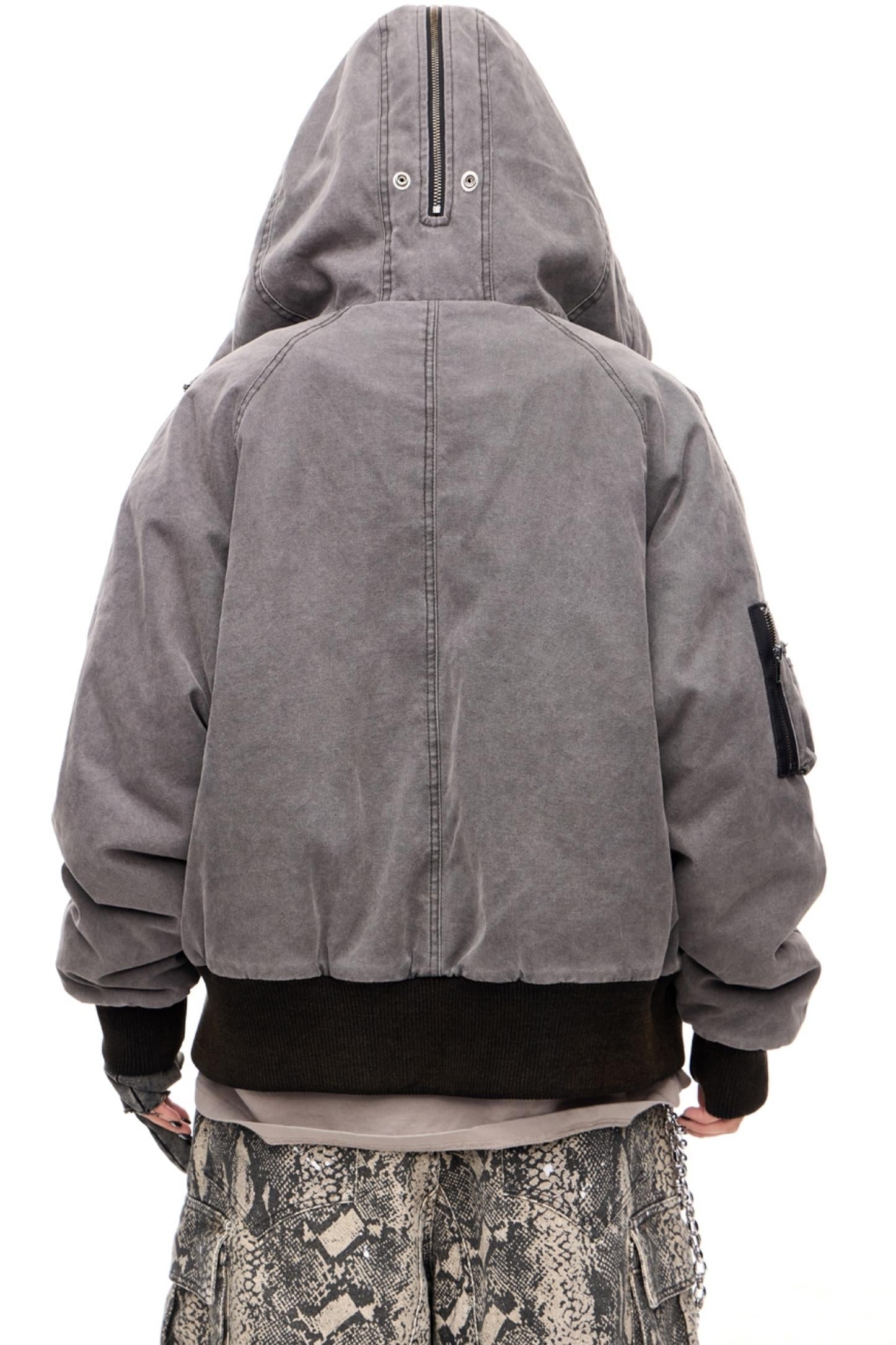 Men's Resin Buckle Hooded Flight Jacket