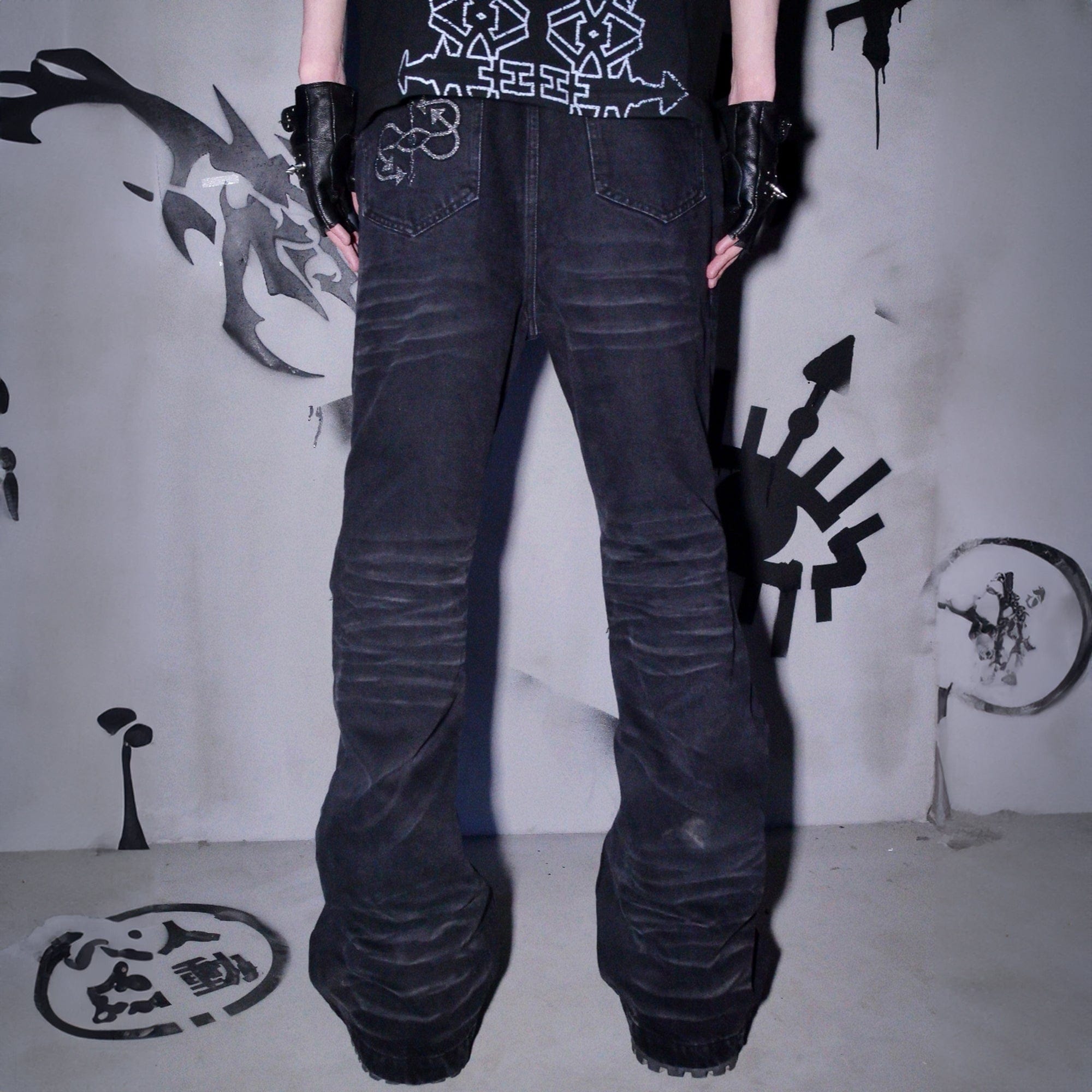 Distressed Black Punk Jeans