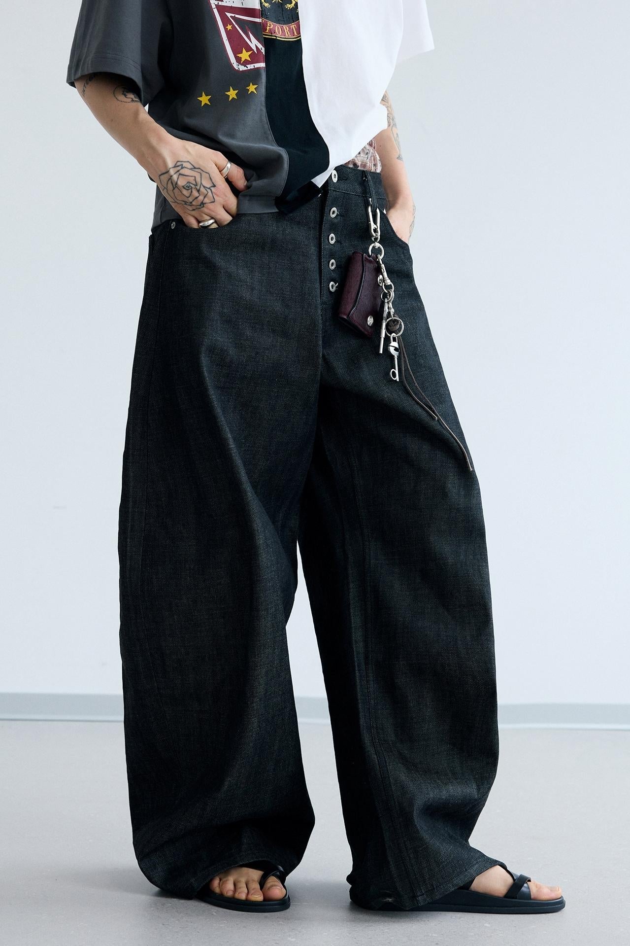 Men's Wide-Leg Curved Knife Jeans