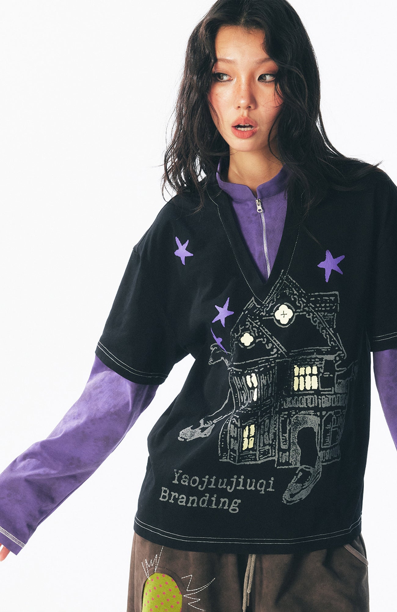 Retro Layered Graphic Long Sleeve Tee