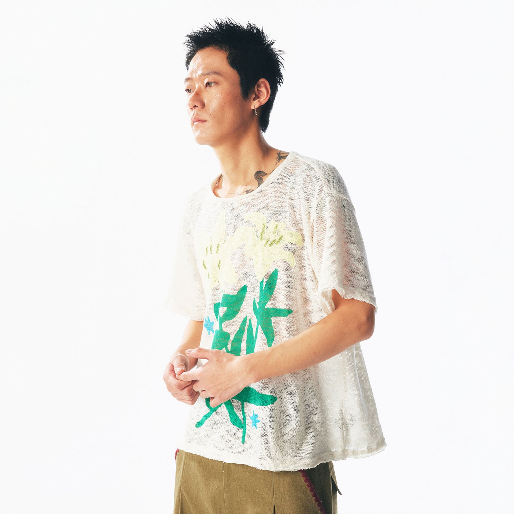 Sheer Lily Graphic Distressed Tee