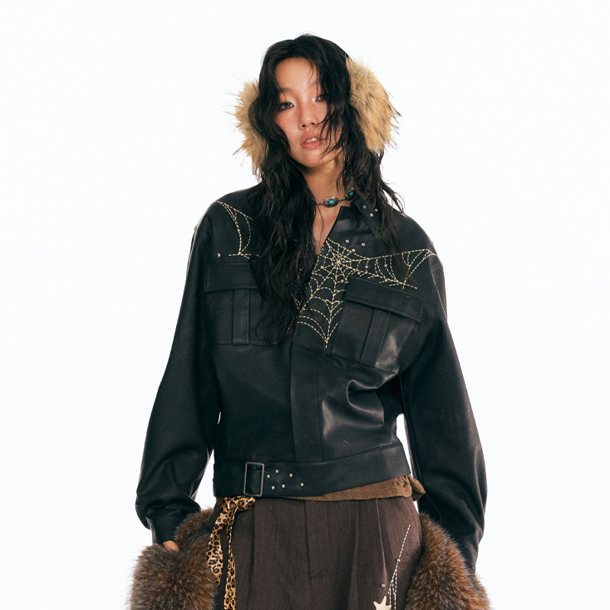 Dreamcatcher Patch Faux Leather Jacket