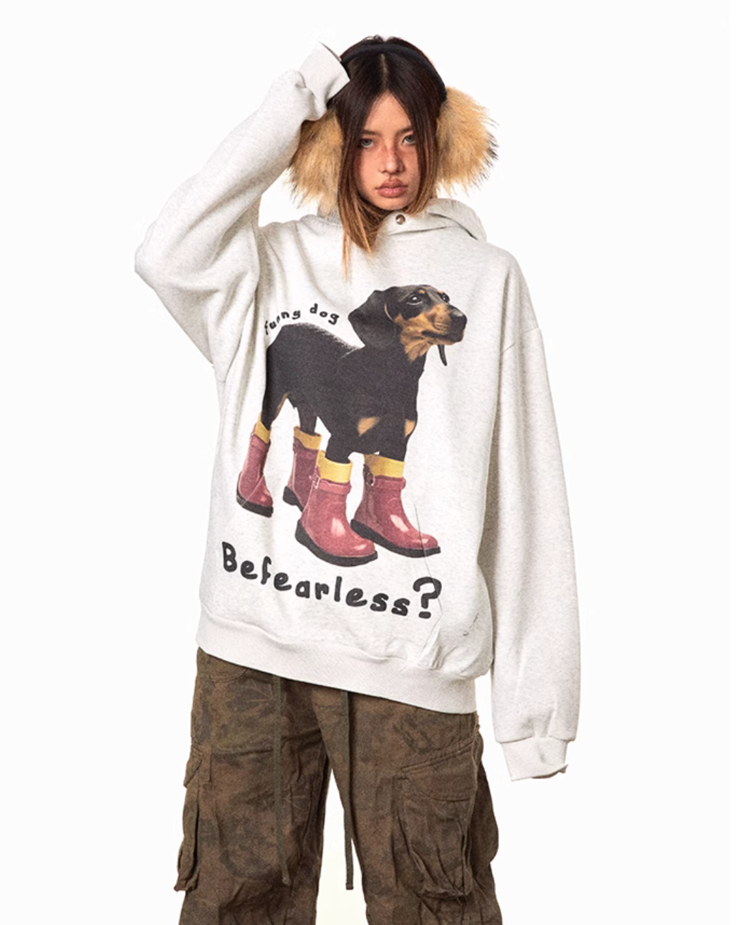 Dog Print Graphic Hoodie