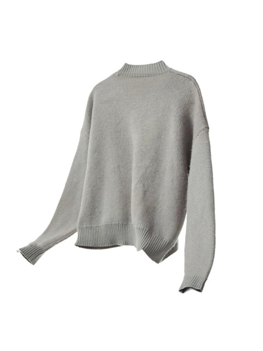 Grey Figure Print Knit Sweater