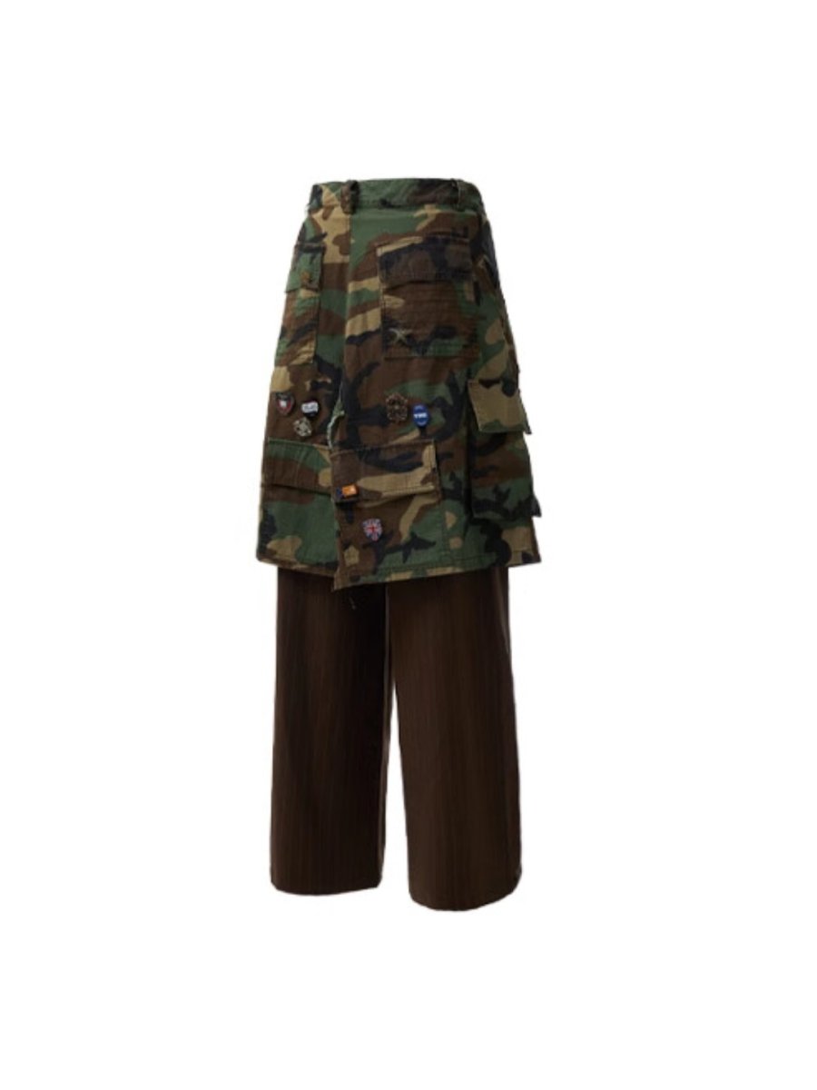 Camuflaje de la falda de carga Pantaltios de pierna ancha