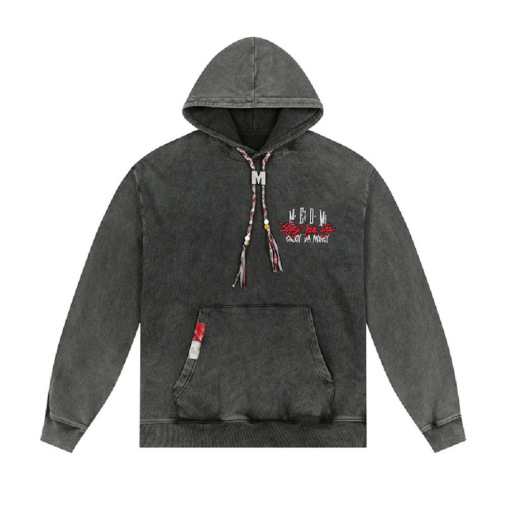 Washed Hoodie with Embroidered Logo - chiclara