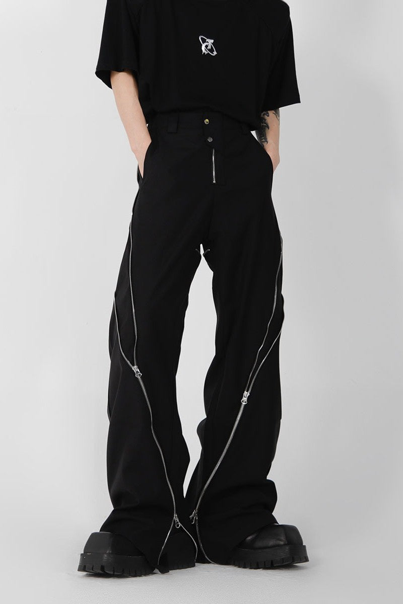 Zipper Slit Trousers - chiclara