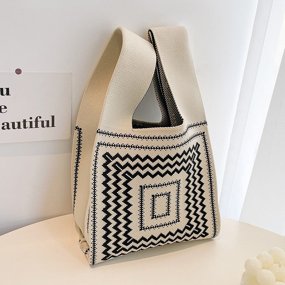 Retro Pattern Knit Storage Pouch