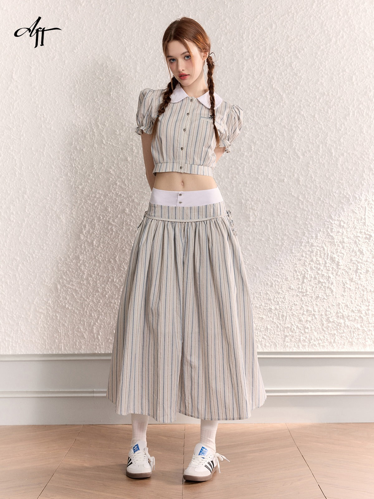 Original Doll Collar Shirt Maxi Dress Set-Up - chiclara