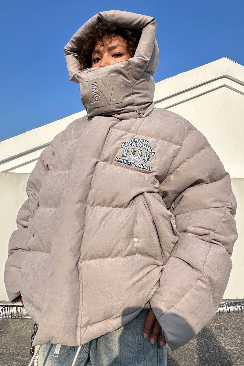 Puffer Jacket with Neck Logo - chiclara