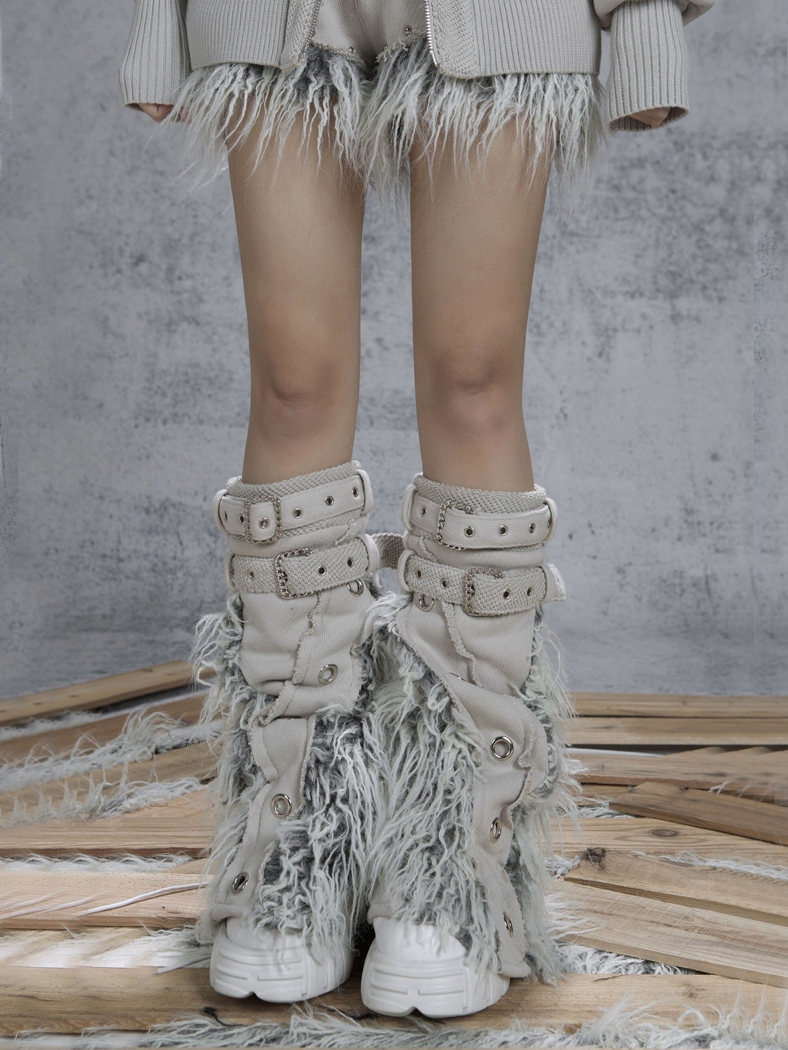 ARIADNAw Fringed Buckle-Strap Boots - Off-White (Women's)