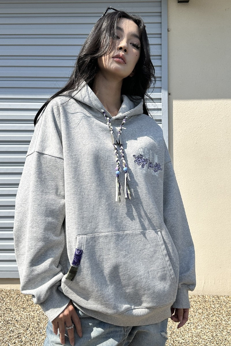 Washed Hoodie with Embroidered Logo - chiclara