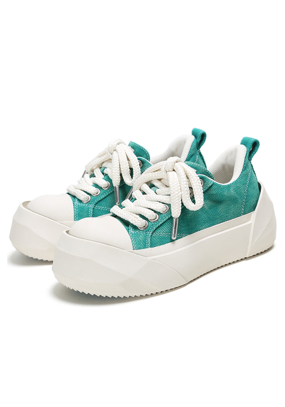 Denim Bare Look Washed Platform Sneakers