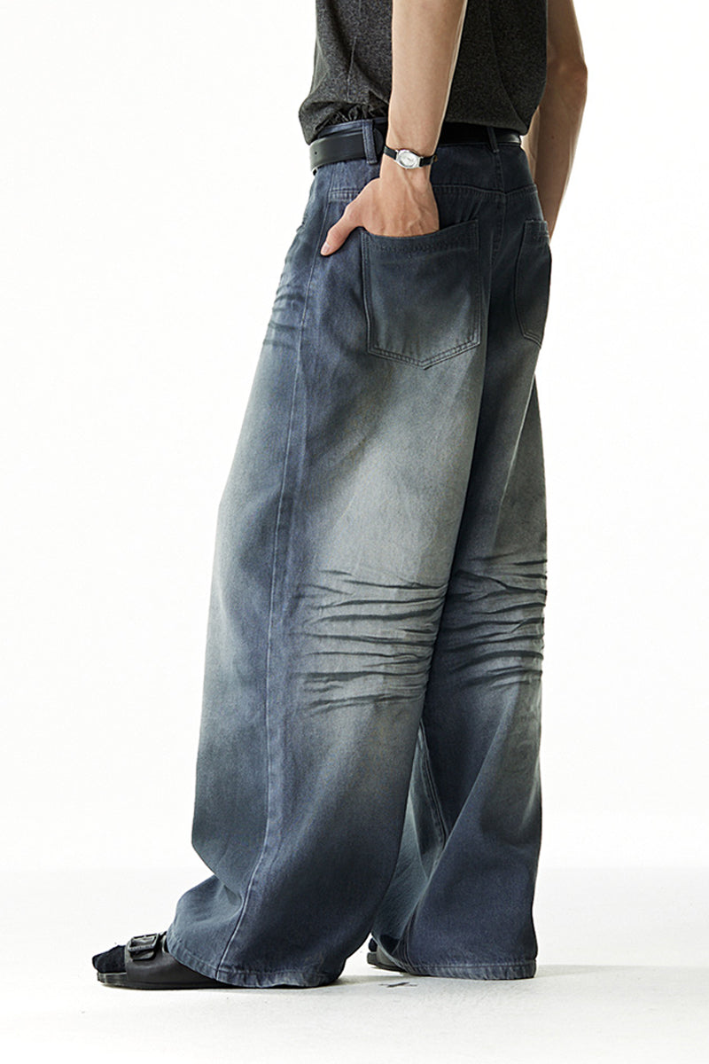 Classic Basic Crinkle Whisker Wash Jeans - chiclara