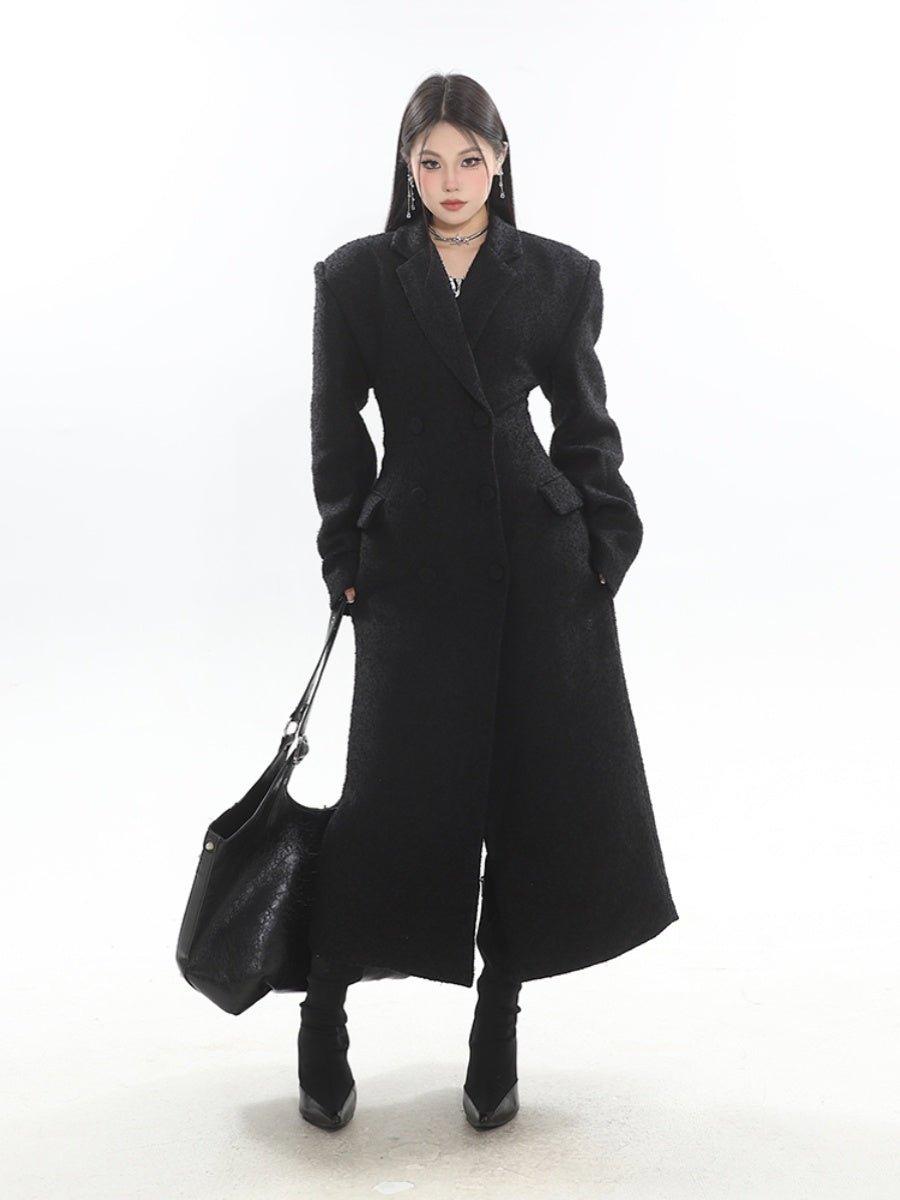 Elegant Waist-Accentuated Long Coat - chiclara