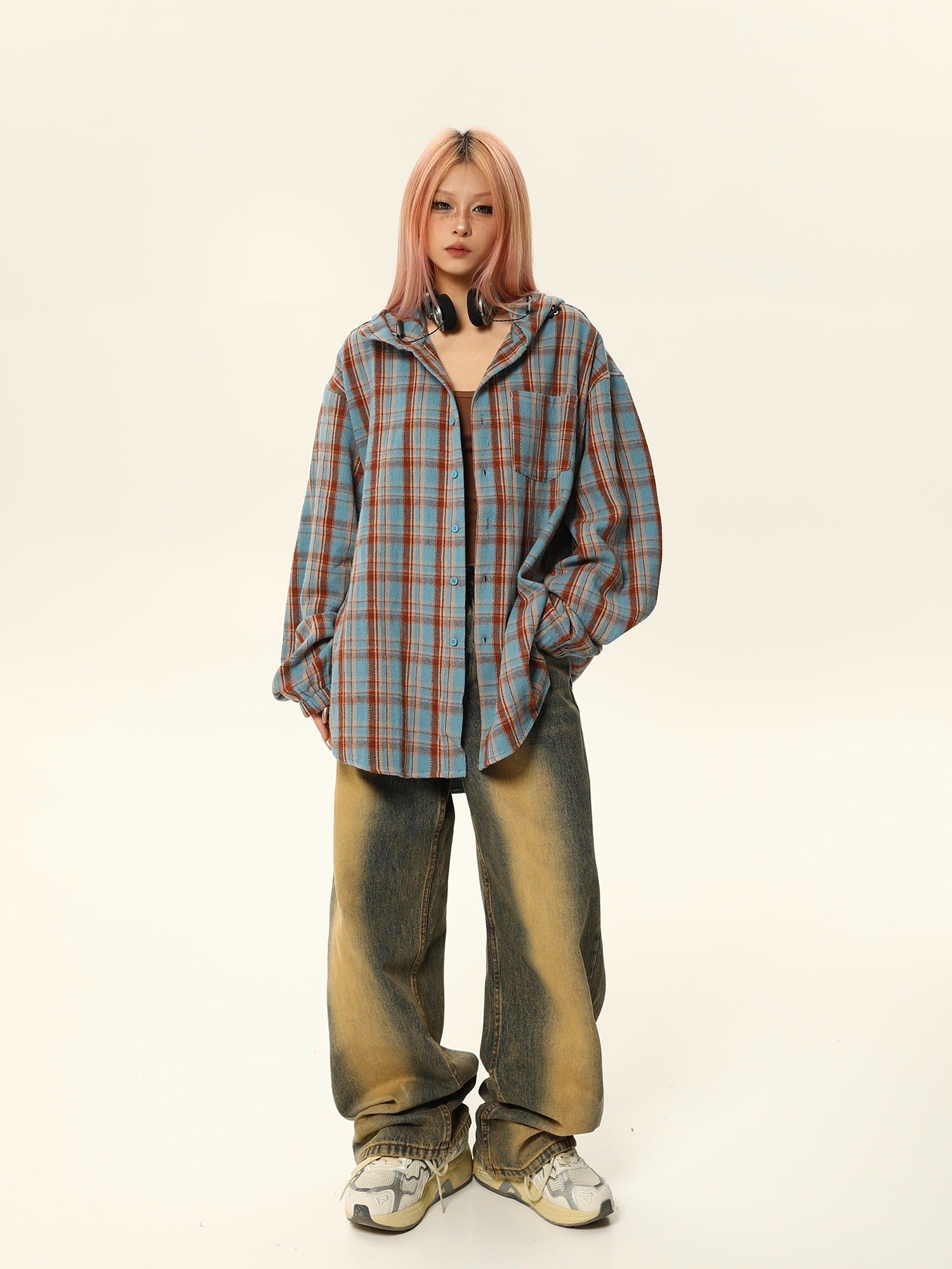 Oversized Plaid Flannel Maillard Shirt