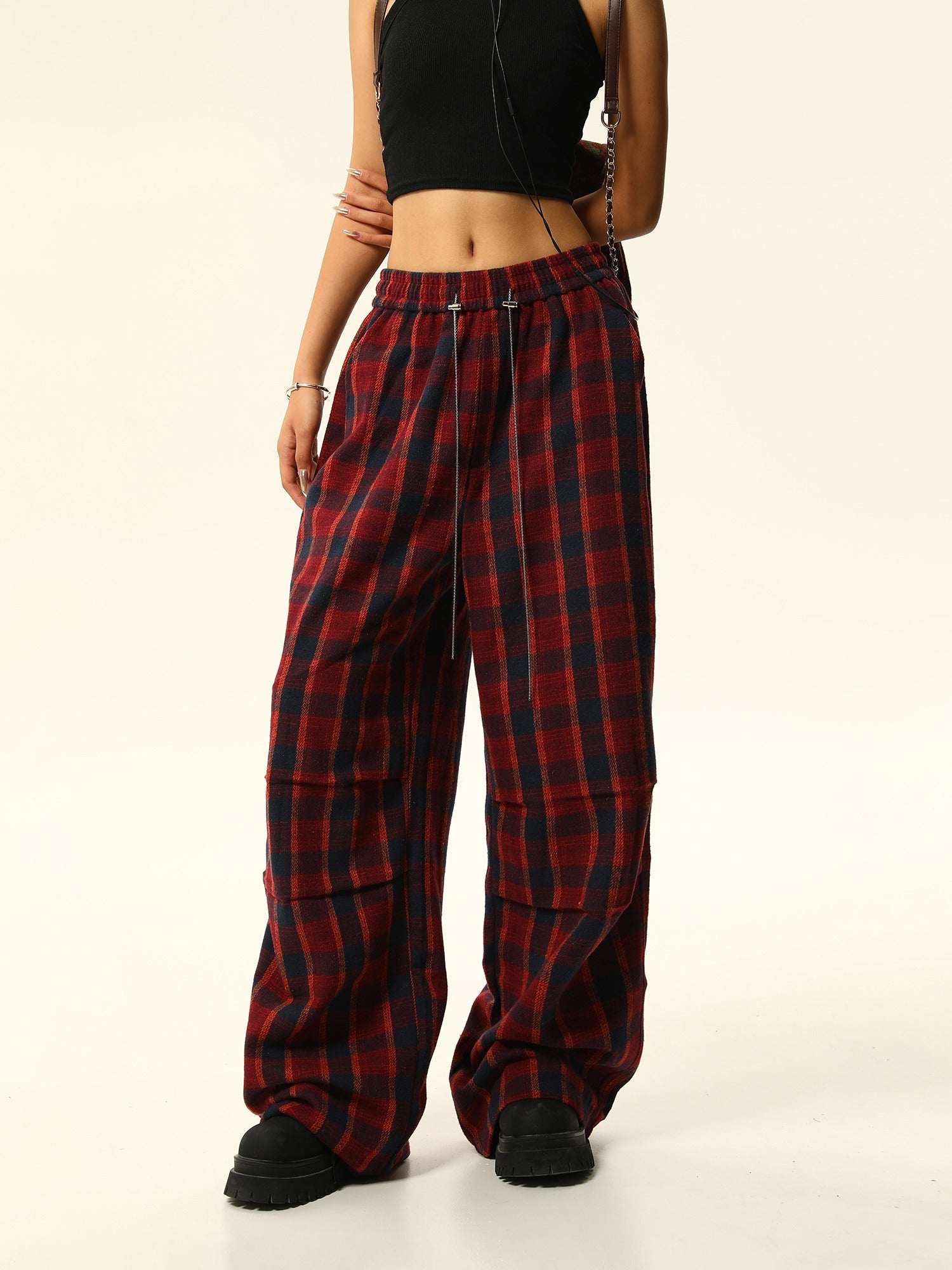 Buffalo Check Wide-Leg Lounge Pants