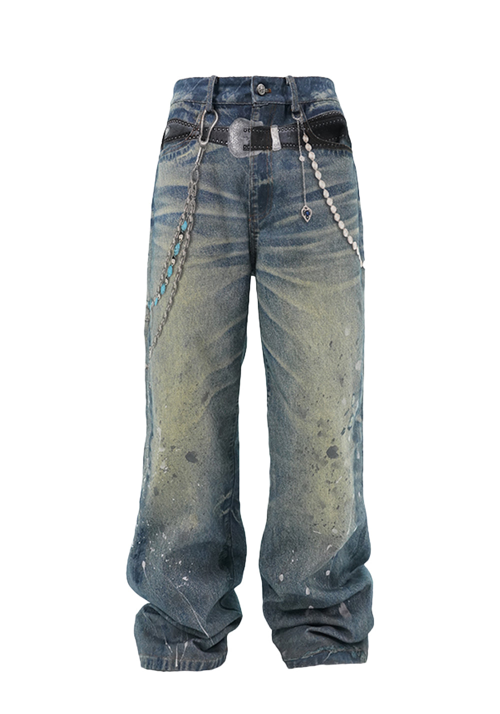 メンズ YADcrew Colorful bead chain jeans