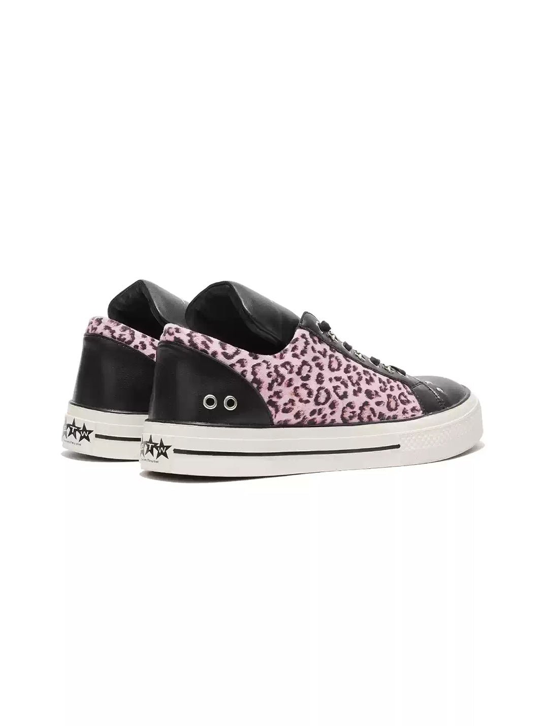 Pink Leopard Studded Platform Sneakers - view 6