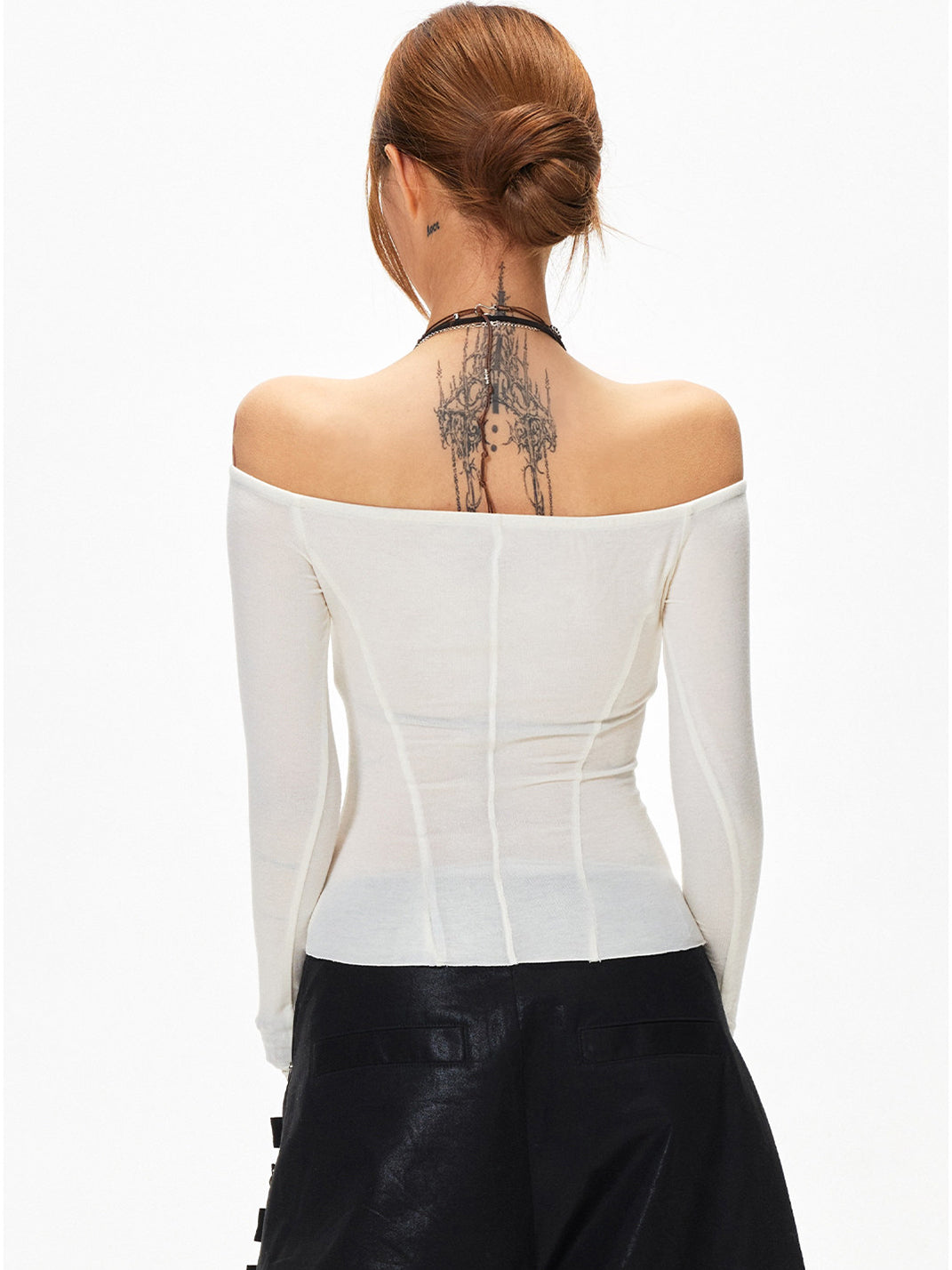 Draped Off-Shoulder Cashmere-Blend Top - View 3