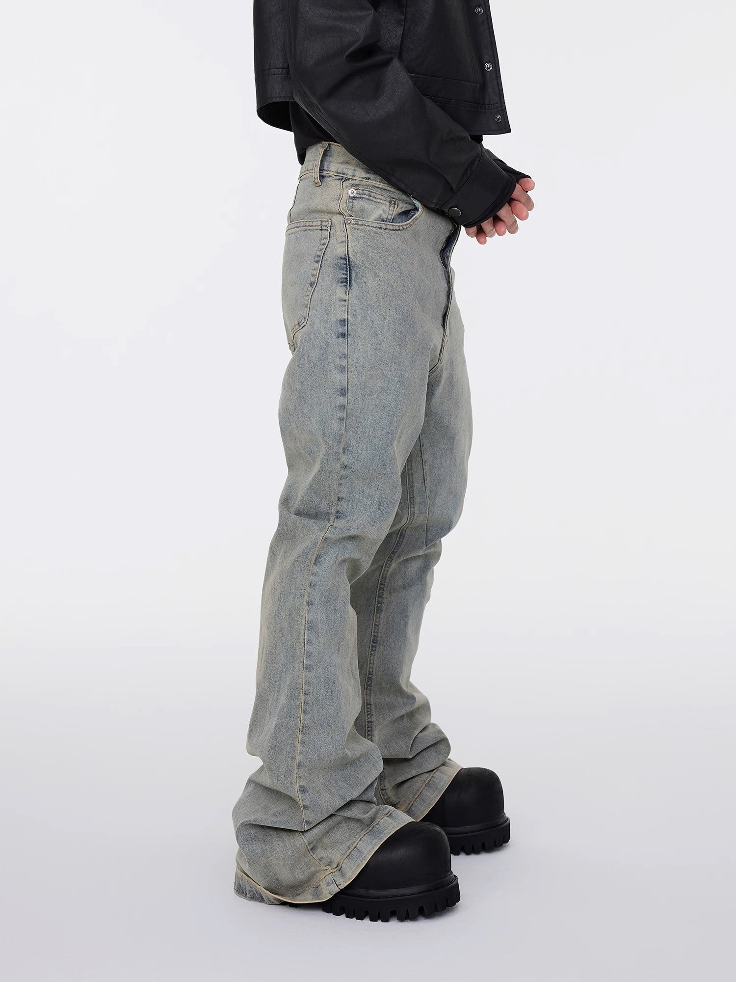 Washed Grey Stacked Jeans