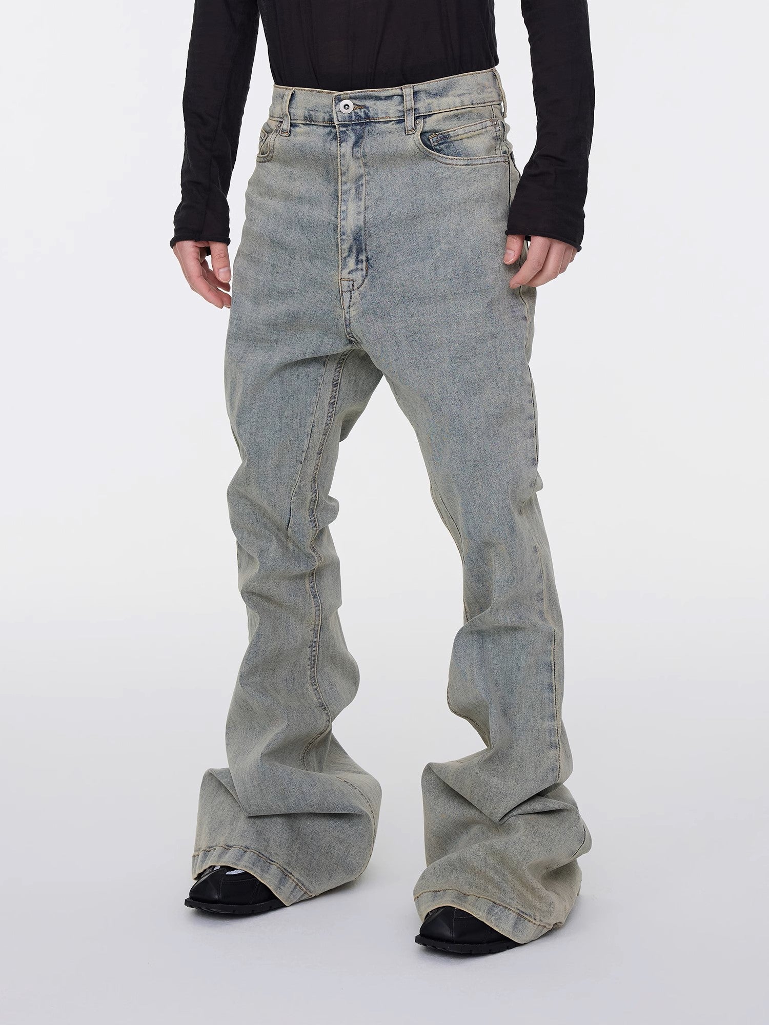 Washed Grey Stacked Jeans