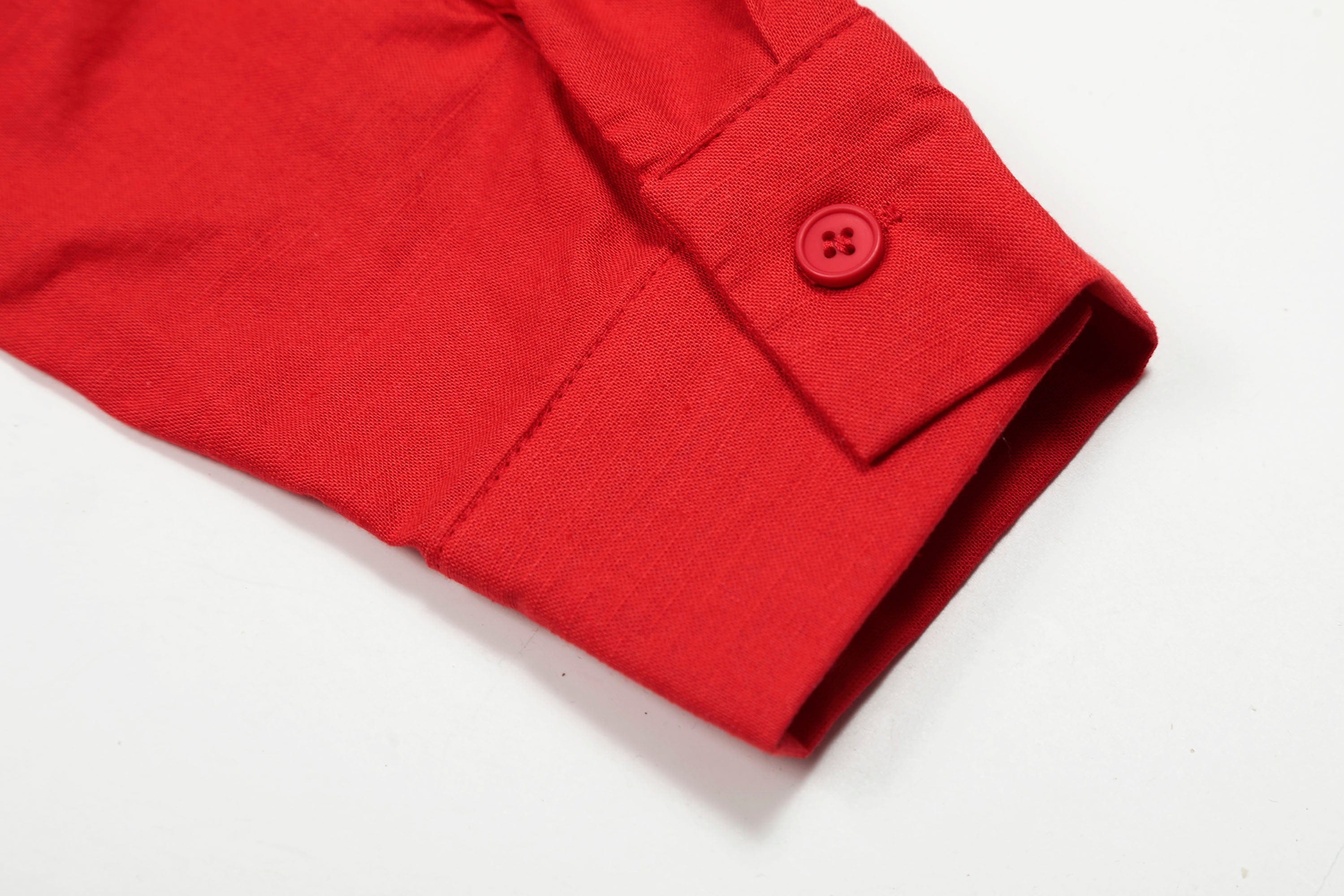 Red Embroidered Logo Button-Up Shirt