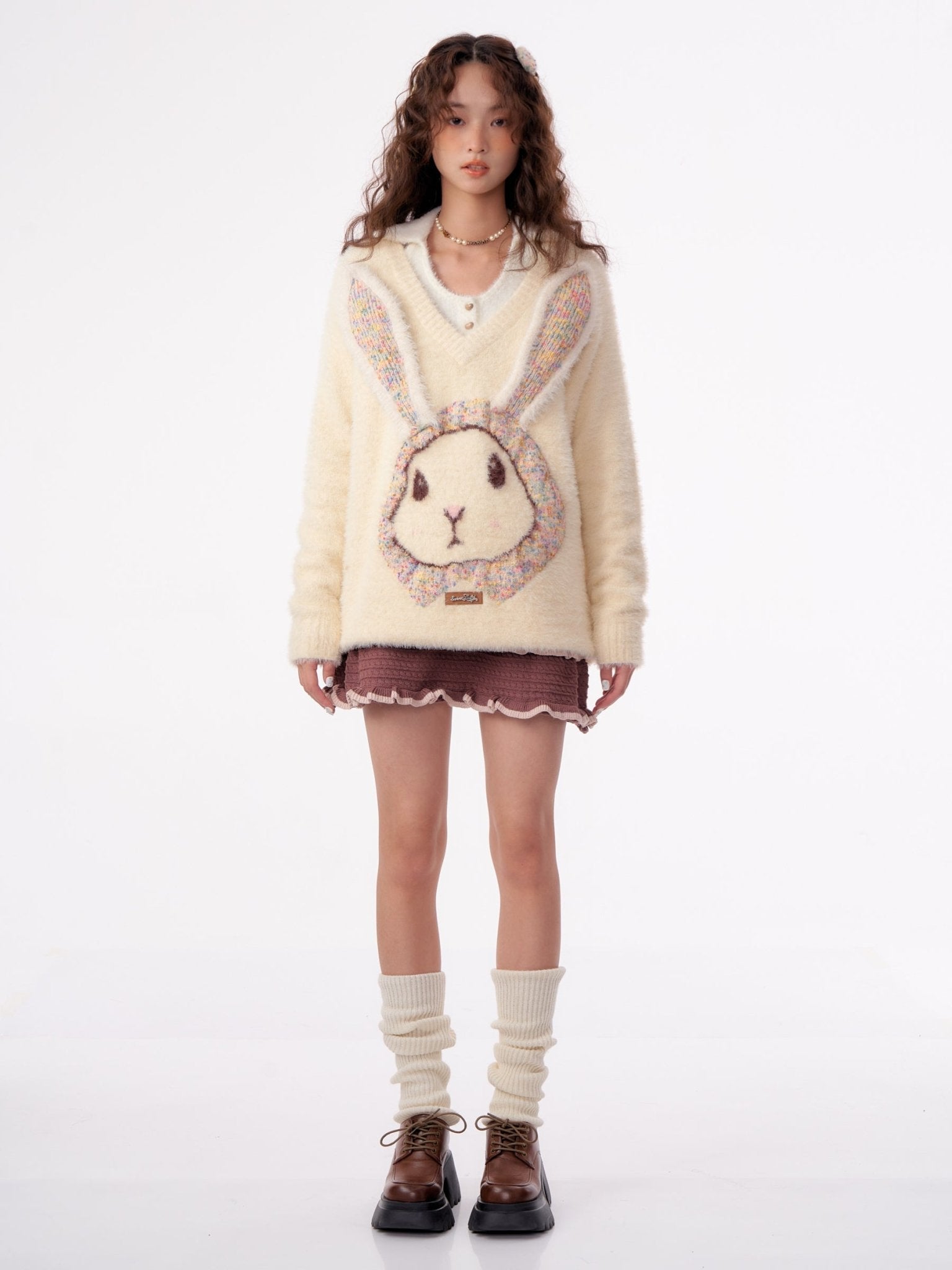 Fluffy Rabbit Cream Sweater