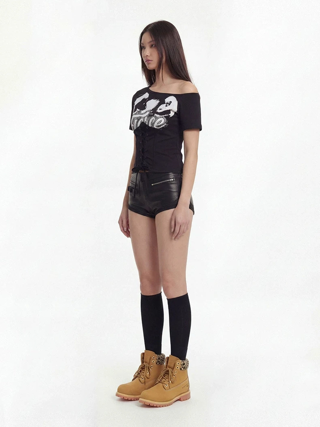 Leopard-Collar Leather Lug-Sole Lace-Up Boots - view 6