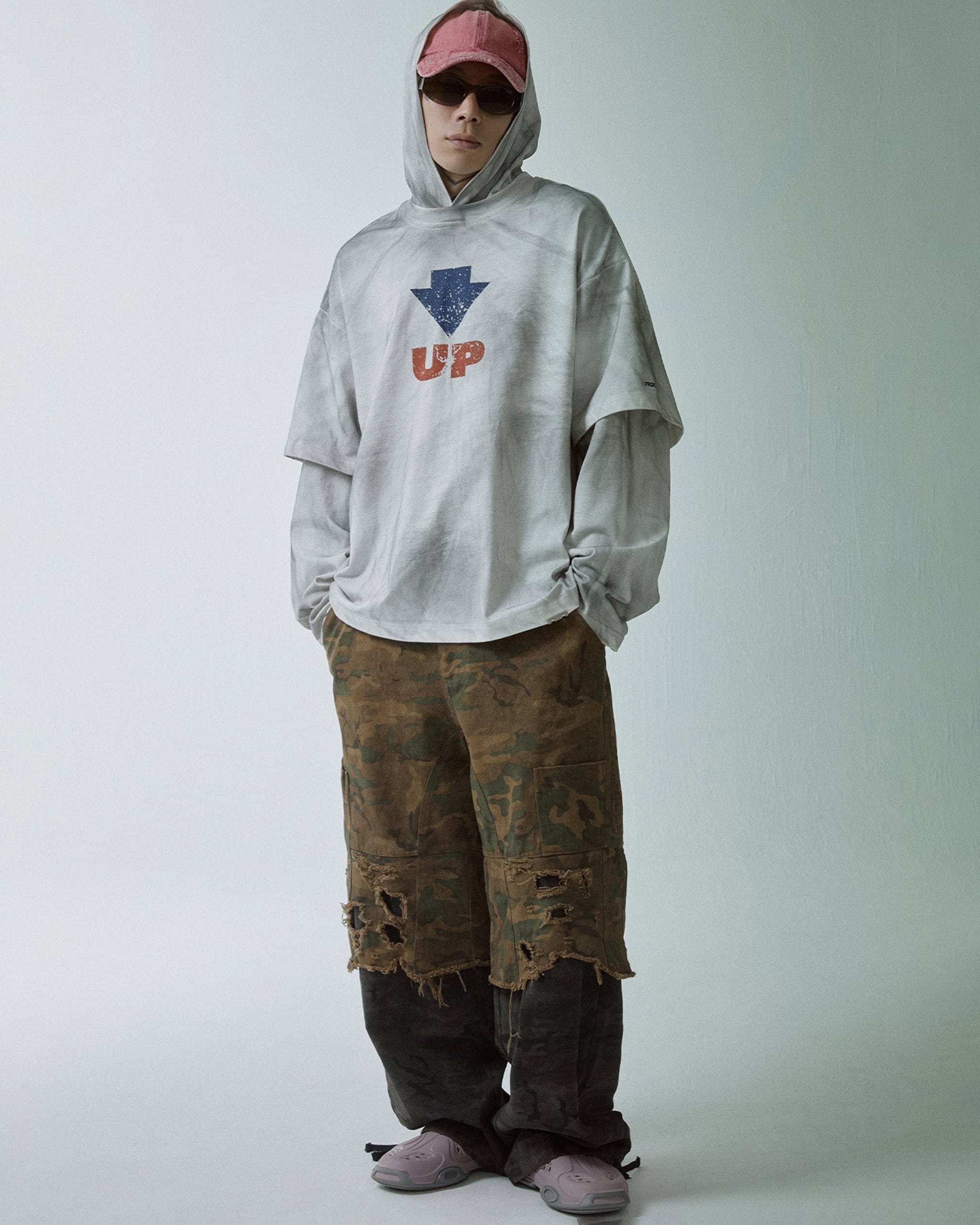 Layered Arrow Print Hoodie