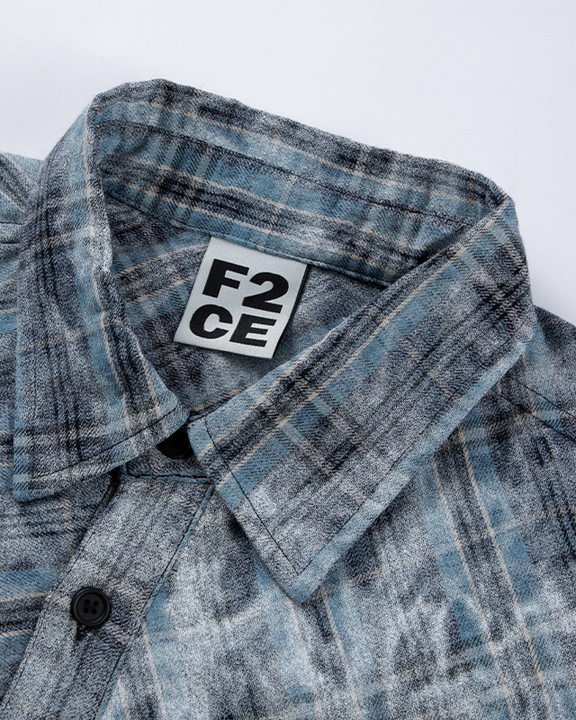 Acid Wash Plaid Flannel Long Sleeve Shirt