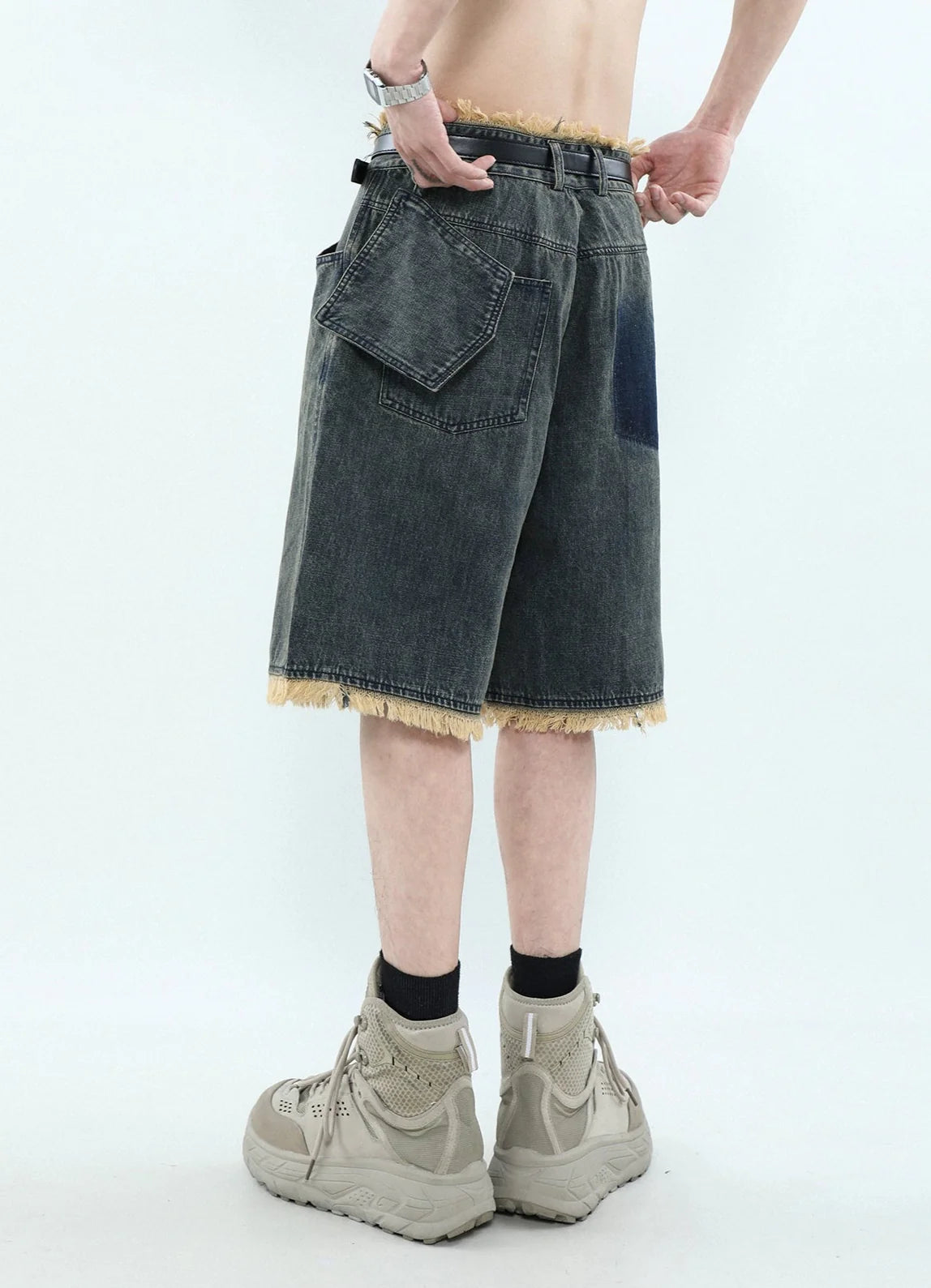 Frayed Edge Denim Bermuda Shorts