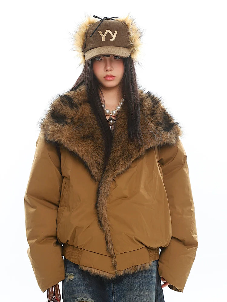 Puffer Jacket with Faux Fur Trim